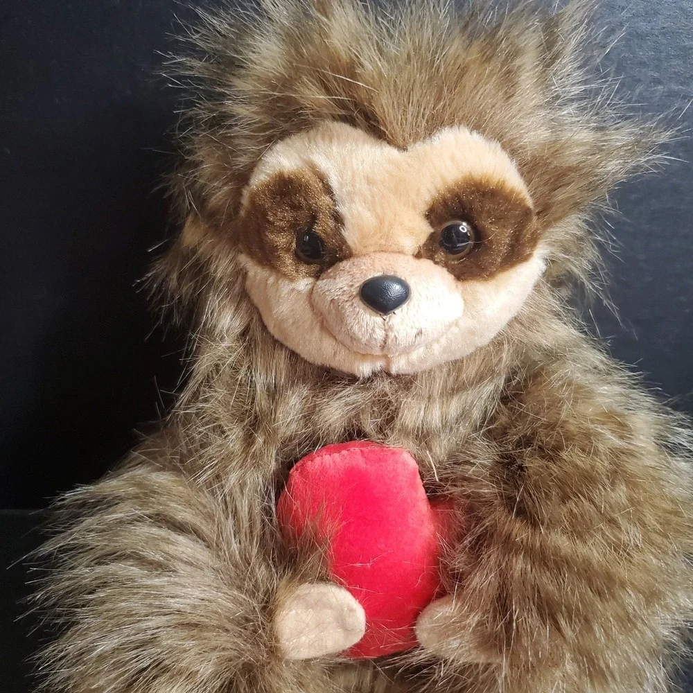 Aurora Furry Sloth Plush Holding Red Heart Romantic Love Stuffed Animal 2017